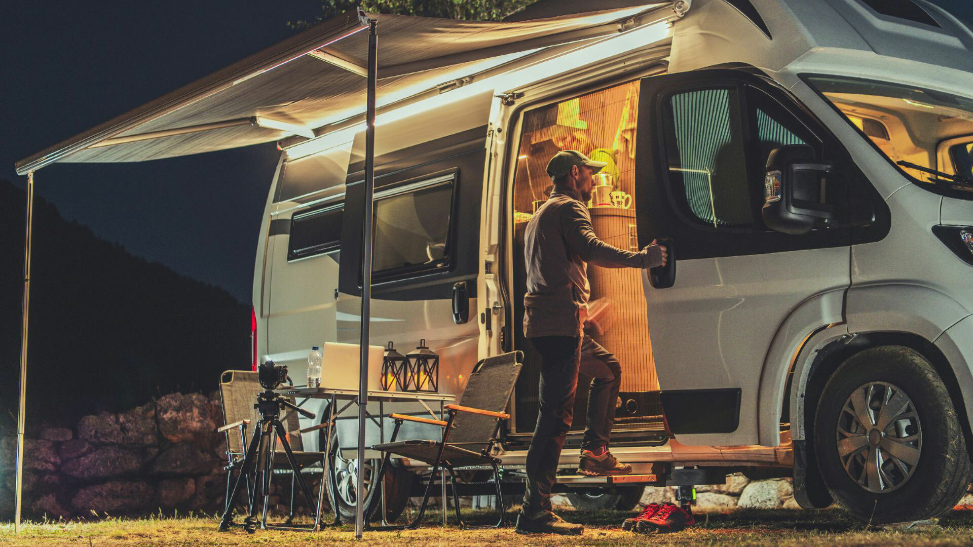 Camper Van Outdoor Lighting Setup