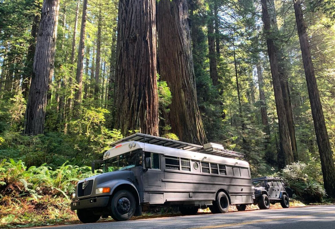 RV Bus With Solar Panels