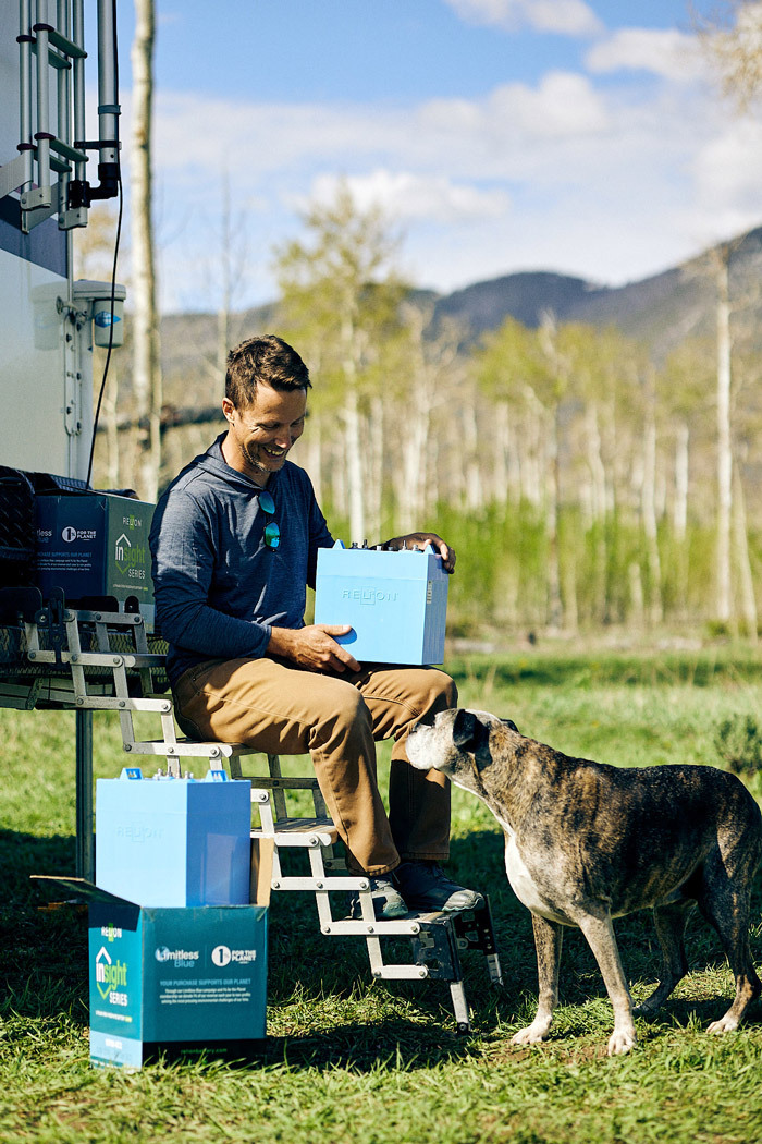 Seth and dog install new camper battery